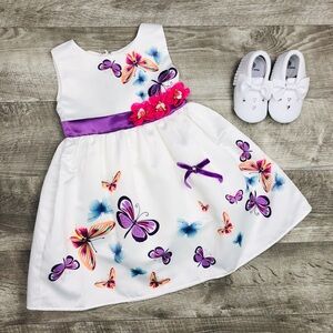 NWOT WHITE TODDLER EVENT FANCY BUTTERFLY DRESS